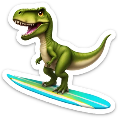 T-rex wearing a tutu on a surfboard  sticker