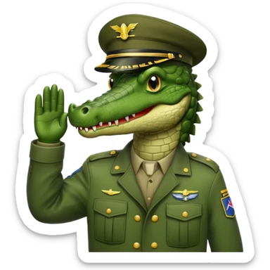 Crocodile in army jacket saluting.

















 sticker