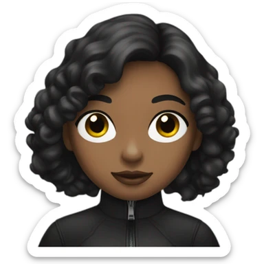 Girl with dark  hair and hazel eyes and black gloves sticker