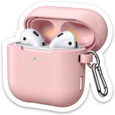 Light pink AirPods case with a lip stain sticker