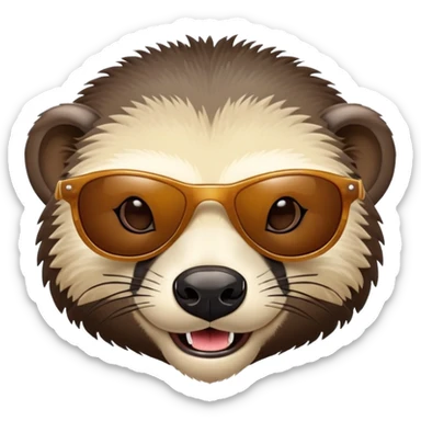 friendly anthropomorphised honey badger head wearing sunglasses, different expression sticker