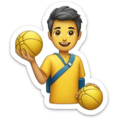 Una-gata-amarilla-pelota-y-una-docente sticker