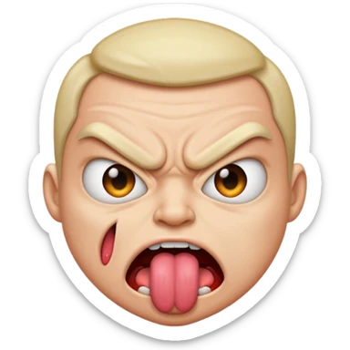 angry face with tongue sticking out sticker