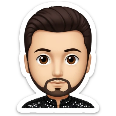 Chris Kirkpatrick from 'N Sync with dark brown hair, black sequin outfit, light skin sticker