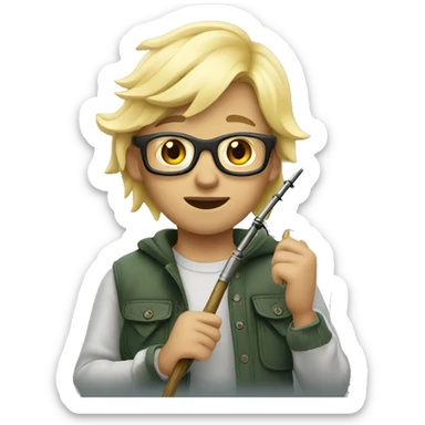 cool blonde kid fishing sticker