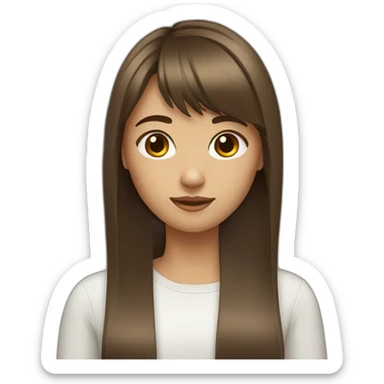 girl with brown straight long hair and bangs sticker