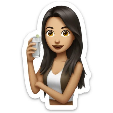 brunette drinking a shot of vodka sticker