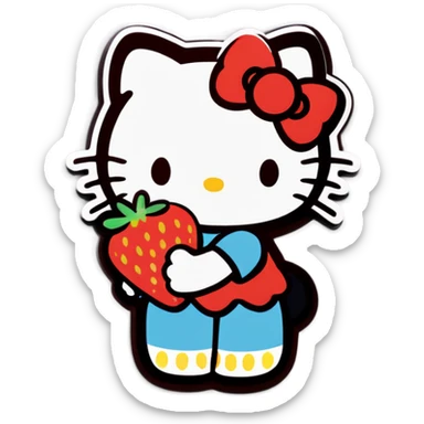 Hello kitty holding a strawberry sticker
