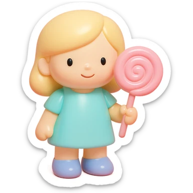 pink lollipop, vinyl figure style sticker