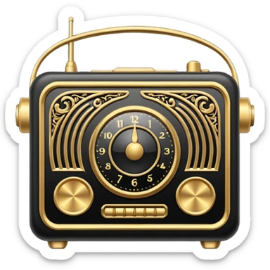 black and gold radio sticker