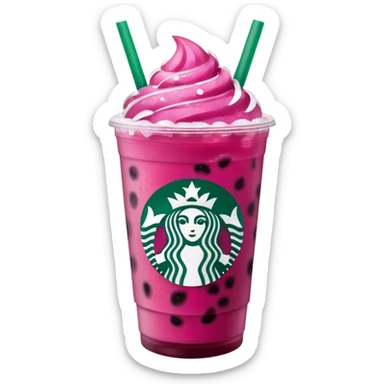 Starbucks dark pink dragonfruit refresher. no pink cream on top. starbucks logo. sticker