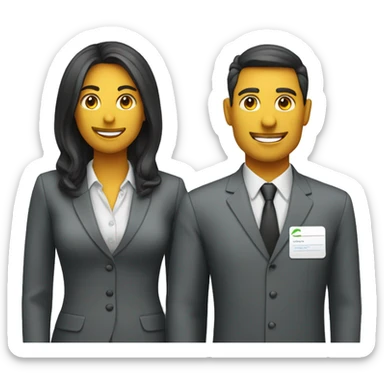 job seeker woman man the company's employee card sticker