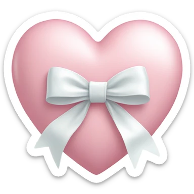 Pastel pink heart with white bow sticker