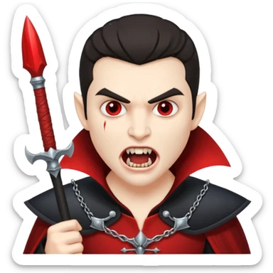 vampire guard with spear open mouth sticker