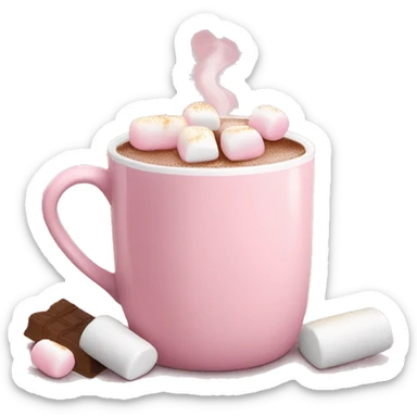 Light Pink mug of hot chocolate with marshmallows  sticker