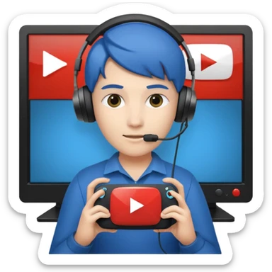 A person holding a YouTube play button in their gaming room sticker