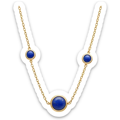 delicate floating gold chain with a raw lapis lazuli stone, glowing faintly sticker