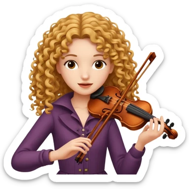 girl with curly very long hair playing violin sticker