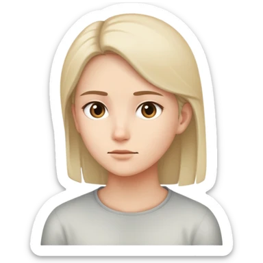 A minimal face with eyes looking away to the side, neutral expression, emotionally reserved, invisible barrier, slight distance sticker