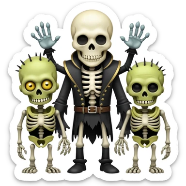 evil undead skeleton overlord with zombie minions sticker