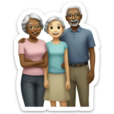 happy gathering under the trees grandparents and a girl sticker
