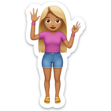 full body realistic emoji girl with fingernails sticker