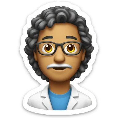 scientist that studies language in the style of apple emoji face sticker