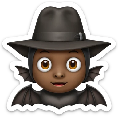 black bat with hat sticker