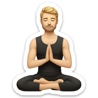 european man meditating sticker