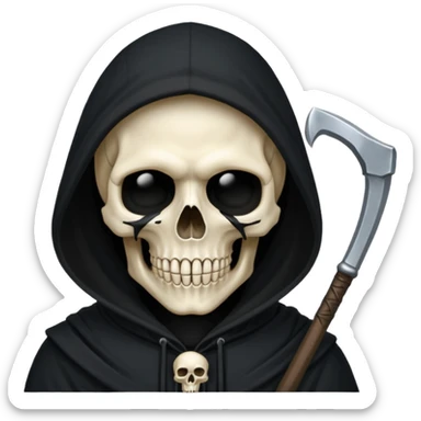 black hood skull scythe sticker