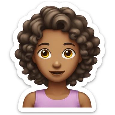 Girl with Tanned skin and curly dark brown hair  sticker