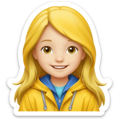 long haired girl kid with raincoat sticker