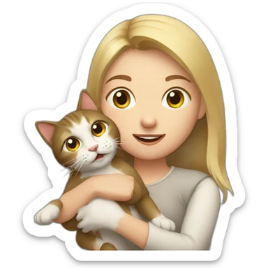 Russian girl holding a cat attacking her sticker