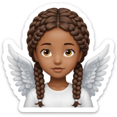 black Cute Girl with Angel Wings and braided hair sticker