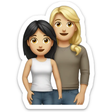 Blonde mom. Black hair father. Blonde toddler girl. Blonde toddler boy. Brown hair baby sticker