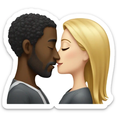 tall black guy kissing short white girl  sticker