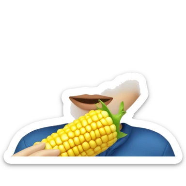 White girl with blonde hair and pretty lashes with blue eyes eating corn on the cob  sticker