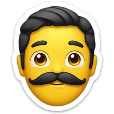 A yellow emoji with a mustache and black hair sticker