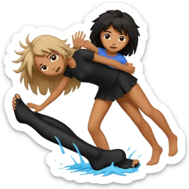 a foot placed on a girl's hair as if the foot were crushing her head sticker