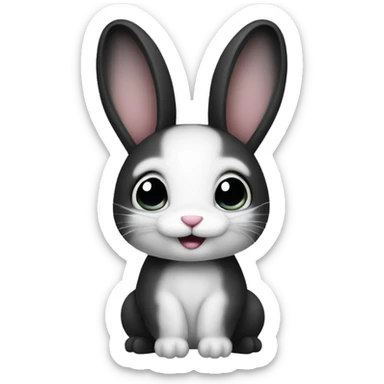 Bunny black and white with black ears  sticker