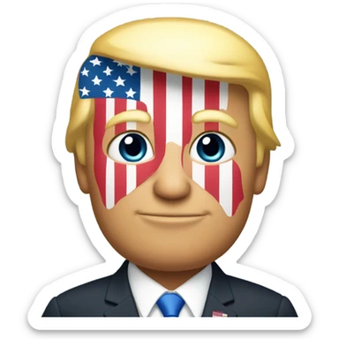 Donald Trump with the american flag in his hands sticker