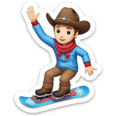 2 cowboys snowboarding birthday  sticker