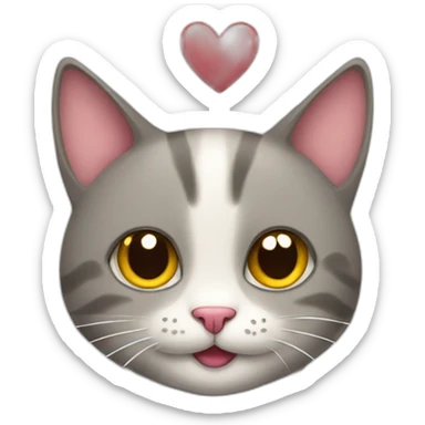 Cat happy and a heart  sticker