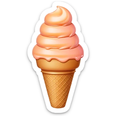 Peach ice cream in a cone, peachy pink color sticker