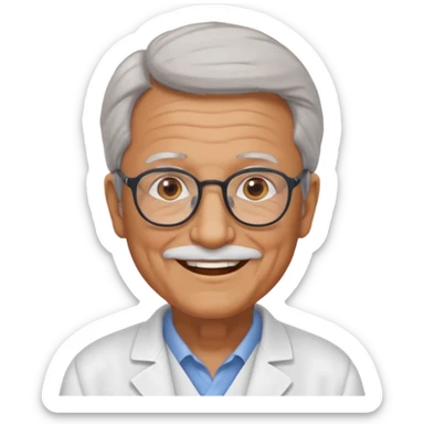una imagen de un abuelo de 63 años sin bata medica con gafas sticker
