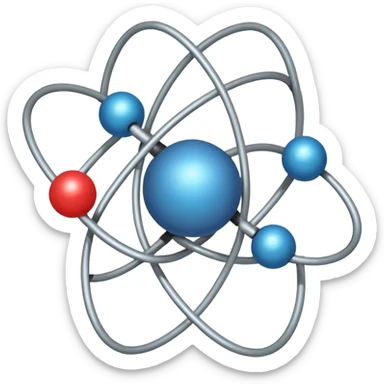 A simple and eye catching emoji of Atoms, designed to be able to be used at 24px sticker
