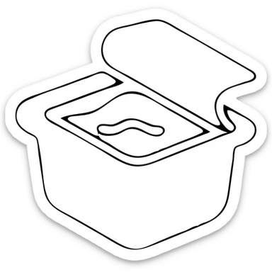 A sauce in a fast food packaging with a red background sticker