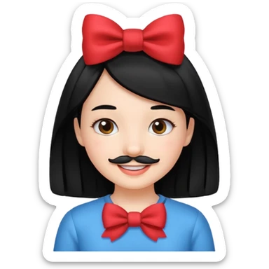 Adolf Hitler Like a girl hair with a bow  That he has black hair and a small mustache(„toothbrush) like Hitle sticker