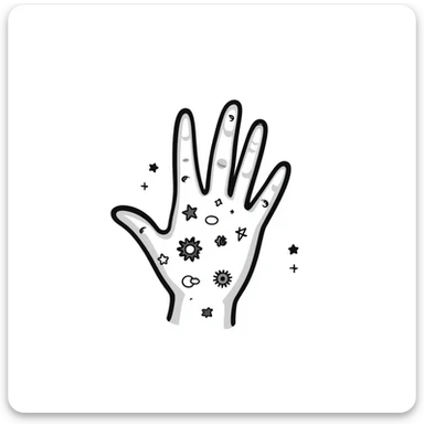 mystical hand with celestial symbols sticker