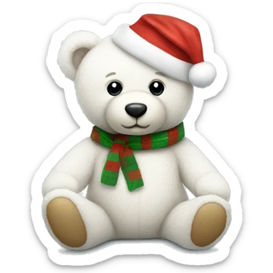 white christmas teddy bear sticker